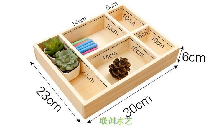 Solid Wood Succulent Wooden Box Creative Multi-Grid Storage Box Cosmetic Finishing Desktop Storage Multi-Grid Wooden Box Storage Box