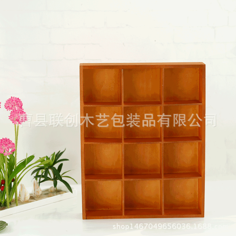 Solid Wood Succulent Wooden Box Creative Multi-Grid Storage Box Cosmetic Finishing Desktop Storage Multi-Grid Wooden Box Storage Box