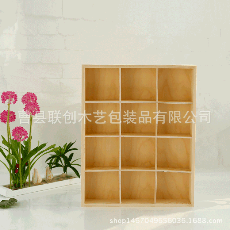 Solid Wood Succulent Wooden Box Creative Multi-Grid Storage Box Cosmetic Finishing Desktop Storage Multi-Grid Wooden Box Storage Box