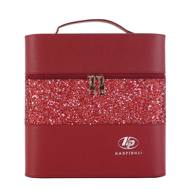 INS New Color Matching Large Capacity Cosmetic Bag Women&#039;s Portable and Simple Cosmetics Multi-Layer Storage Box Online Celebrity Suitcase Portable