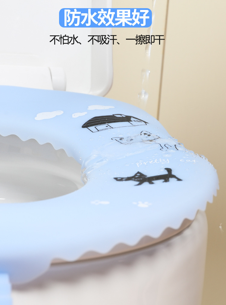 Blue Blood Beast Silicone Toilet Mat Factory Direct Sales Antibacterial Waterproof Toilet Seat Cover Pad Travel Portable and Universal Closestool Cushion