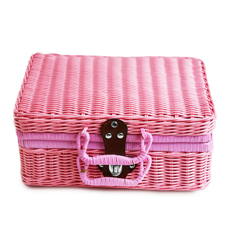 Wholesale Imitating Rattan Boxes Vintage Portable Storage Box Wedding Shooting Decorative Photo Gift Rattan Storage Box