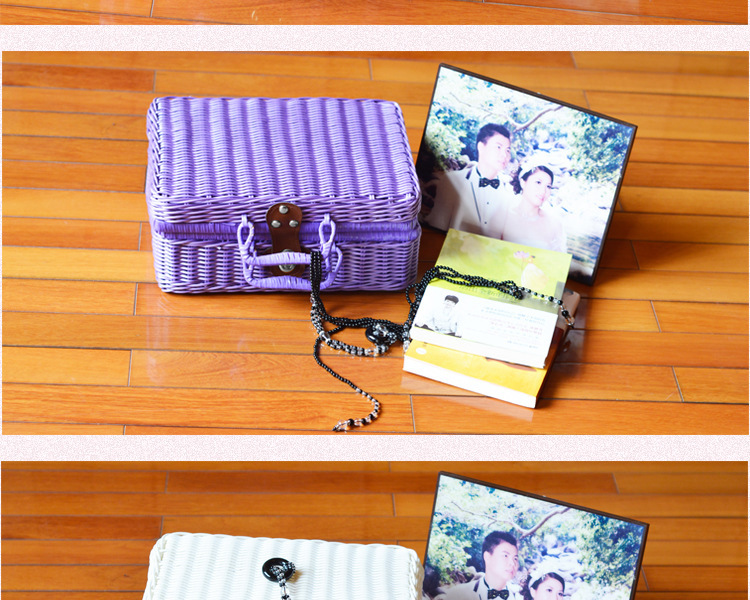 Wholesale Imitating Rattan Boxes Vintage Portable Storage Box Wedding Shooting Decorative Photo Gift Rattan Storage Box