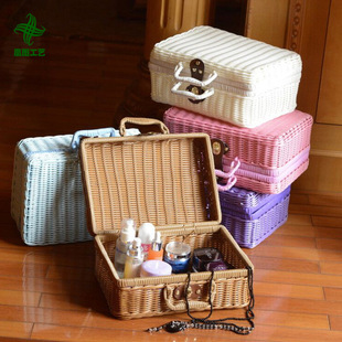 Wholesale Imitating Rattan Boxes Vintage Portable Storage Box Wedding Shooting Decorative Photo Gift Rattan Storage Box
