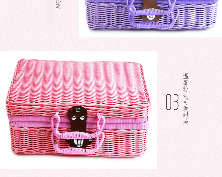 Wholesale Imitating Rattan Boxes Vintage Portable Storage Box Wedding Shooting Decorative Photo Gift Rattan Storage Box