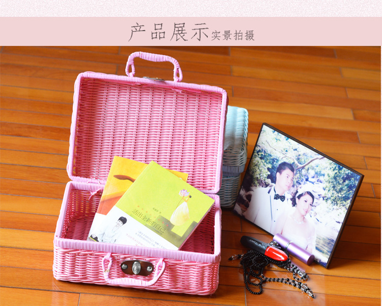 Wholesale Imitating Rattan Boxes Vintage Portable Storage Box Wedding Shooting Decorative Photo Gift Rattan Storage Box