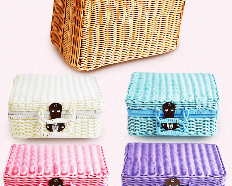 Wholesale Imitating Rattan Boxes Vintage Portable Storage Box Wedding Shooting Decorative Photo Gift Rattan Storage Box