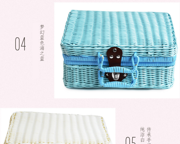 Wholesale Imitating Rattan Boxes Vintage Portable Storage Box Wedding Shooting Decorative Photo Gift Rattan Storage Box