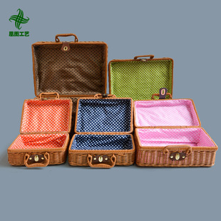 Wholesale Imitating Rattan Boxes Vintage Portable Storage Box Wedding Shooting Decorative Photo Gift Rattan Storage Box