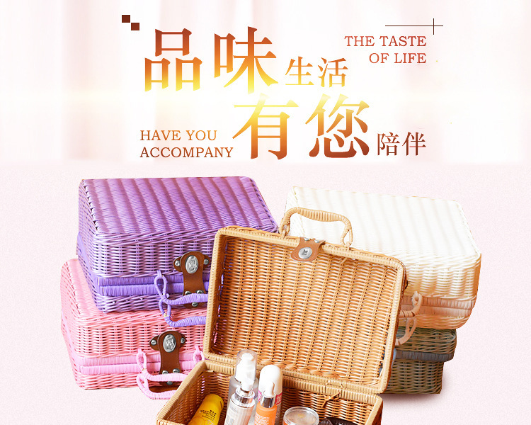 Wholesale Imitating Rattan Boxes Vintage Portable Storage Box Wedding Shooting Decorative Photo Gift Rattan Storage Box