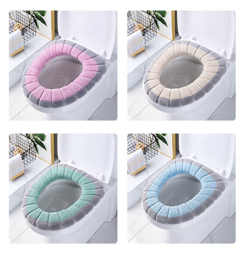 In Stock Wholesale O-Type Knitted Toilet Mat Toilet Seat Cover Household Washed Thickened Nordic Closestool Cushion Toilet Seat