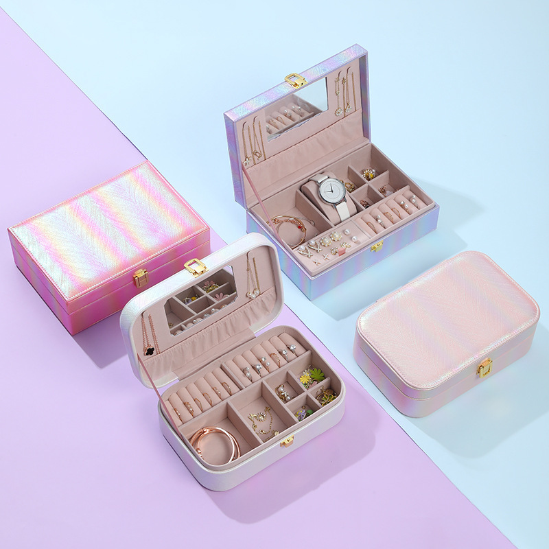 Jewelry Box Female Online Influencer European Princess Portable Large Capacity Earrings Earrings Necklace Jewelry Storage Box