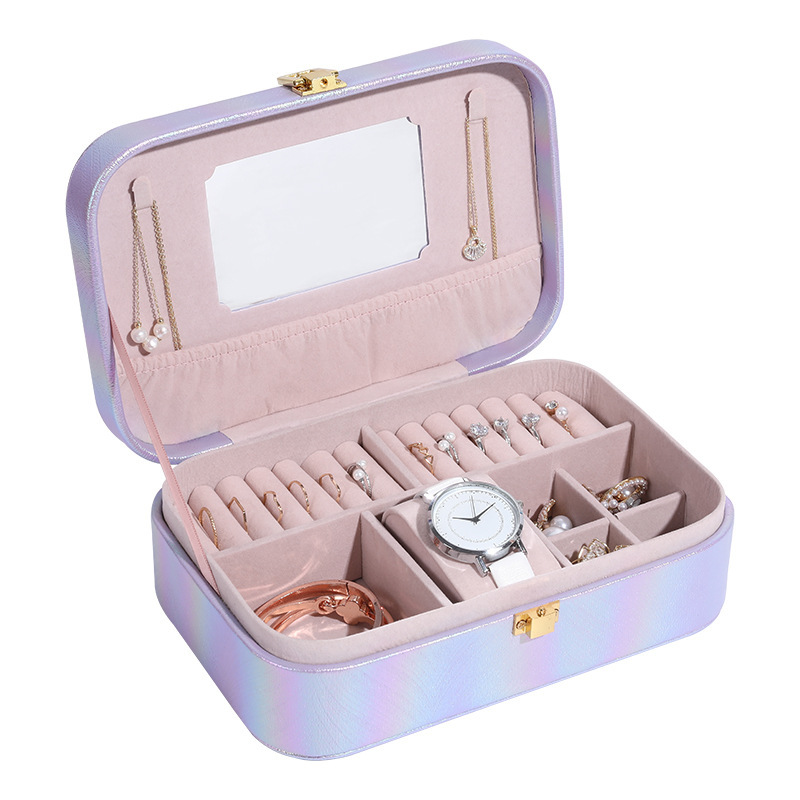 Jewelry Box Female Online Influencer European Princess Portable Large Capacity Earrings Earrings Necklace Jewelry Storage Box