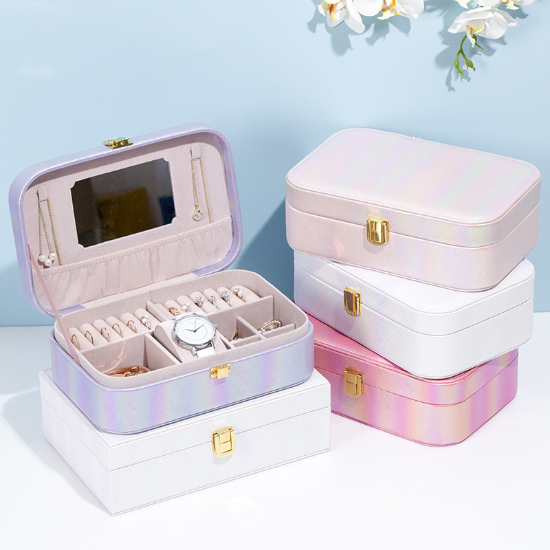 Jewelry Box Female Online Influencer European Princess Portable Large Capacity Earrings Earrings Necklace Jewelry Storage Box