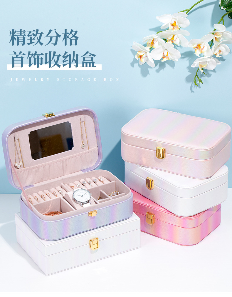 Jewelry Box Female Online Influencer European Princess Portable Large Capacity Earrings Earrings Necklace Jewelry Storage Box