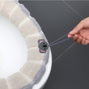 Pumpkin Double Ribbon Handle Toilet Seat Cushion Toilet Ring Winter Warm Sitting Toilet Seat Cushion