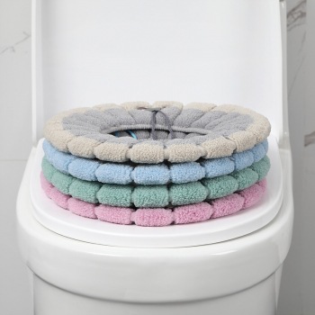 Pumpkin Double Ribbon Handle Toilet Seat Cushion Toilet Ring Winter Warm Sitting Toilet Seat Cushion