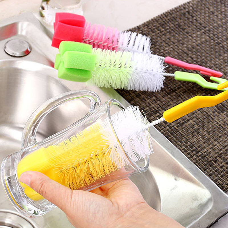 (1) Long handle cup Brush 360 degree Rotating Brush Set Lengthen clean Wash cup brush bottle brush