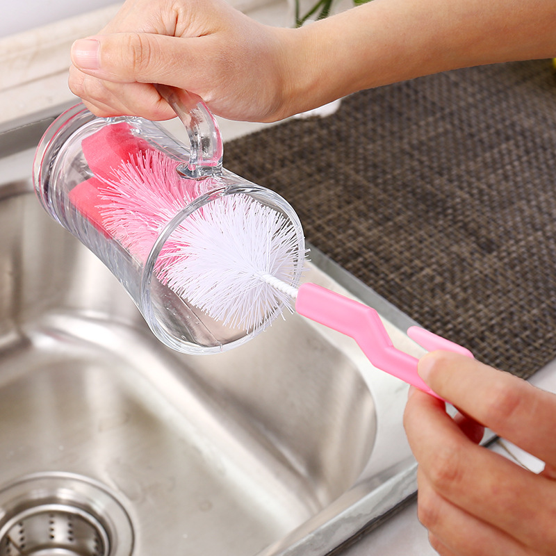 (1) Long handle cup Brush 360 degree Rotating Brush Set Lengthen clean Wash cup brush bottle brush
