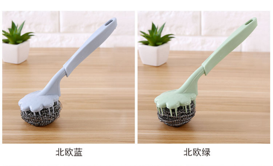 Wire ball brush with handle wash the dishes wash the pan clean brush kitchen plum blossom pan brush clean the ball