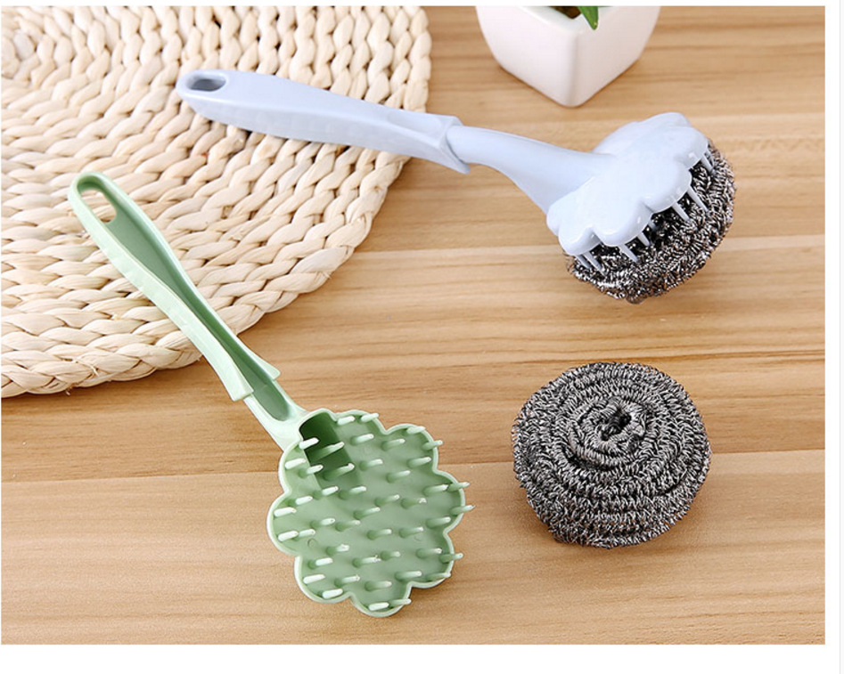Wire ball brush with handle wash the dishes wash the pan clean brush kitchen plum blossom pan brush clean the ball
