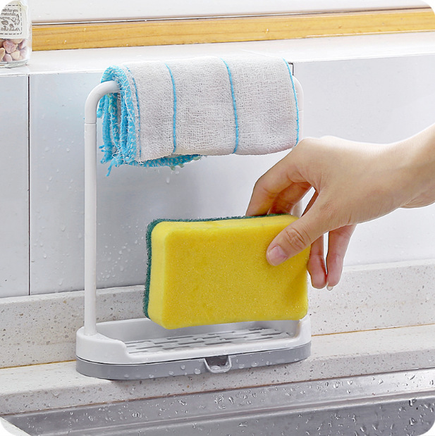 Kitchen Countertop Storage Rack Rag Dishcloth Draining Rack Non-Perforated Towel Cleaning Cloths Shelf Rag Rack