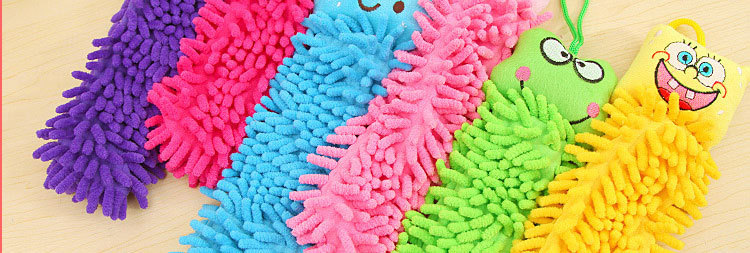 Caterpillar Hanging Cleaning Cloth Soft Fur Hand Washing Towel Hanging Cute Bathroom Kitchen Towel Hanging Wholesale