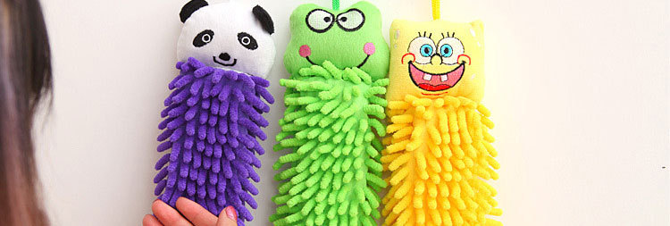 Caterpillar Hanging Cleaning Cloth Soft Fur Hand Washing Towel Hanging Cute Bathroom Kitchen Towel Hanging Wholesale
