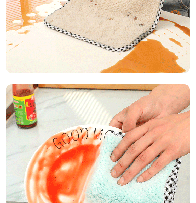 Pineapple Plaid Rag Kitchen Cleaning Dishcloth Not Easy to Lint Absorbent Small Square Towel Hanging Coral Fleece Hand Towel