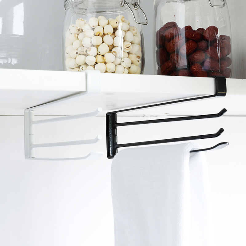 Kitchen Storage Rack Rotating towel Rack Dishcloth rack iron cabinet under the hanger rack Partition wardrobe hanger