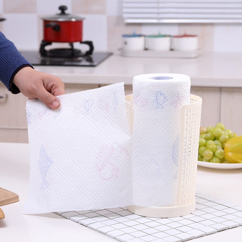 Wholesale Kitchen Towel Rack Plastic Oil-Absorbing Roll Paper Base Creative Punch-Free Paper Vertical Oil-Absorbing Sheets Rack