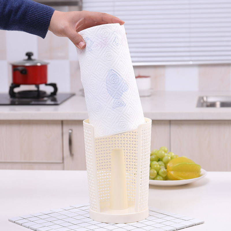 Wholesale Kitchen Towel Rack Plastic Oil-Absorbing Roll Paper Base Creative Punch-Free Paper Vertical Oil-Absorbing Sheets Rack