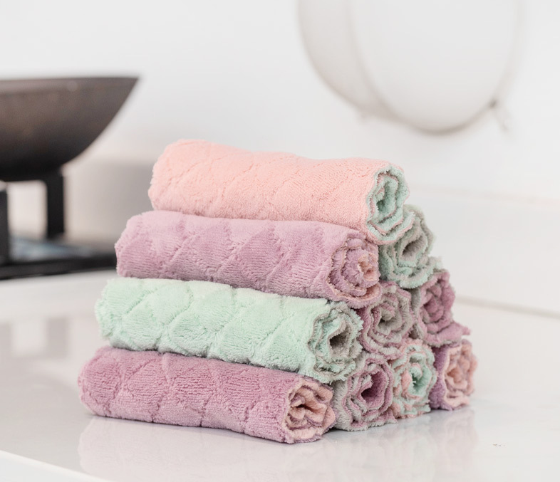 Double Color Absorbent Cloth Dish Towel Cleaning Bowl Scouring Pad Kitchen Oilproof Dishcloth Double Layer Thickened Cleaning Towel