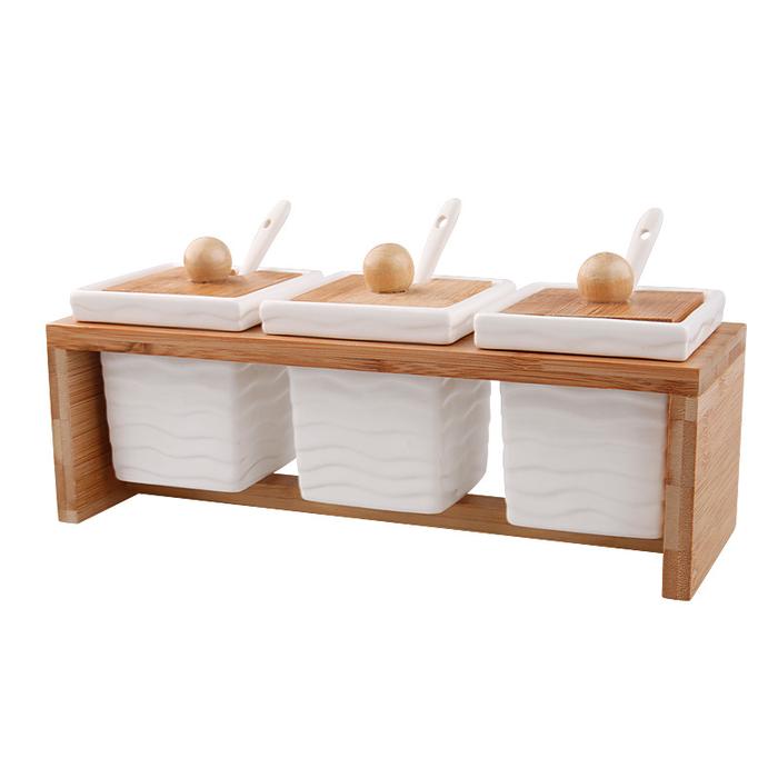 European-Style Ceramic Seasoning Jar Three-Piece Seasoning Bottle Seasoning Box Gift Gift Box Set