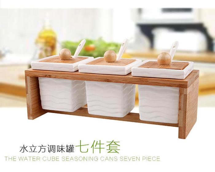 European-Style Ceramic Seasoning Jar Three-Piece Seasoning Bottle Seasoning Box Gift Gift Box Set