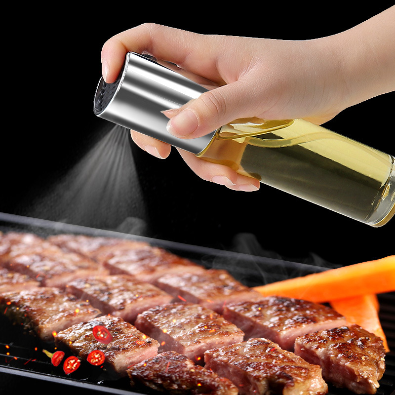 Kitchen Press-Type Oil Injection Bottle Barbecue Glass Seasoning Bottle Oil and Vinegar Soy Sauce Spray Oiler Seasoning Bottle