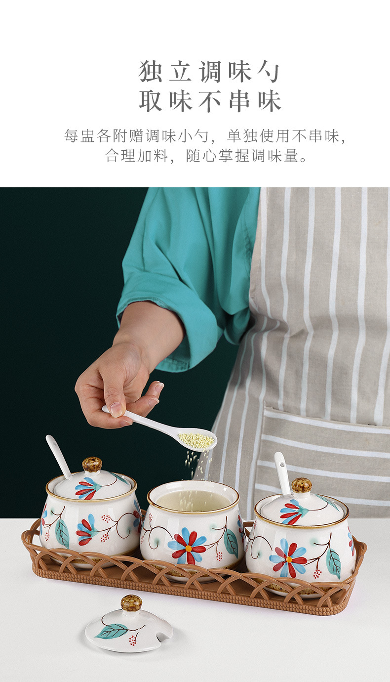 Japanese Pastoral Style Ceramic Seasoning Jar Seasoning Bottle Salt Jar Sugar/MSG Condiment Dispenser Home Use Set Combination Wholesale Japanese Pastoral Style Ceramic Seasoning Jar Seasoning Bottle Salt Jar Sugar/MSG Condiment Dispenser Home Use Set Combination Wholesale