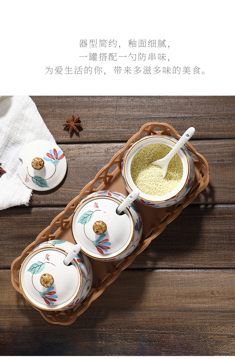 Japanese Pastoral Style Ceramic Seasoning Jar Seasoning Bottle Salt Jar Sugar/MSG Condiment Dispenser Home Use Set Combination Wholesale Japanese Pastoral Style Ceramic Seasoning Jar Seasoning Bottle Salt Jar Sugar/MSG Condiment Dispenser Home Use Set Combination Wholesale