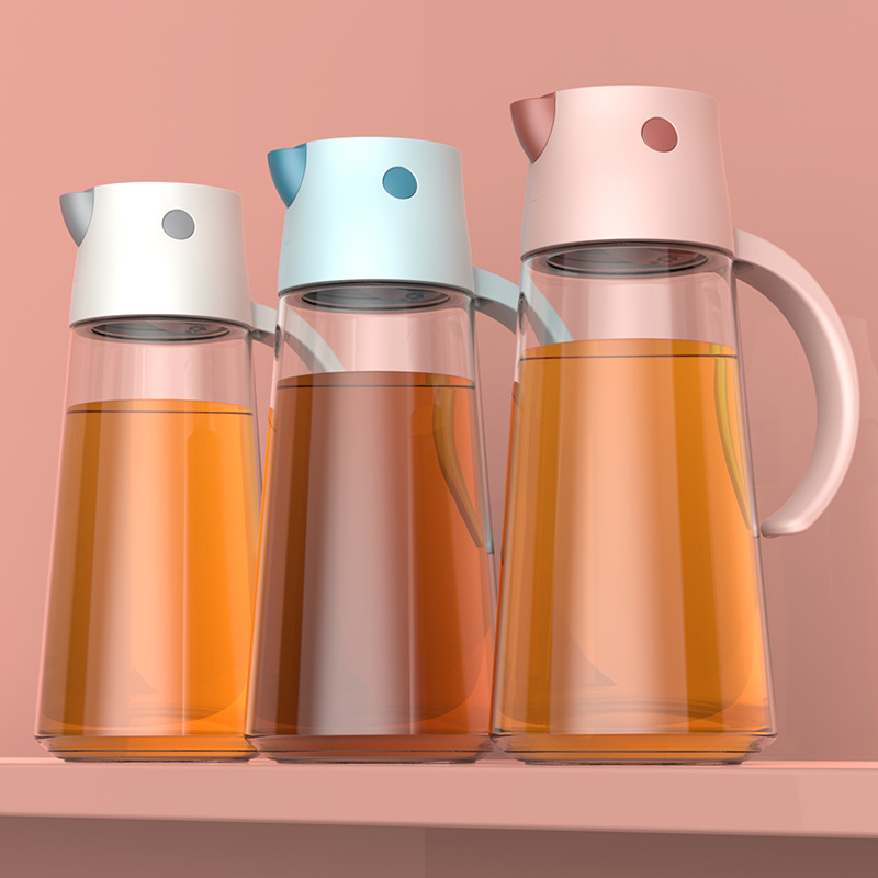 Oiler Kitchen Supplies Glass Oiler Automatic Lid-Opening Seasoning Bottle Household Leak-Proof Soy Sauce Bottle Oiler Wine Pot Vinegar Pot