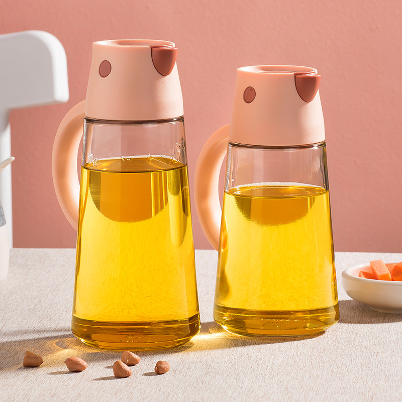 Oiler Kitchen Supplies Glass Oiler Automatic Lid-Opening Seasoning Bottle Household Leak-Proof Soy Sauce Bottle Oiler Wine Pot Vinegar Pot