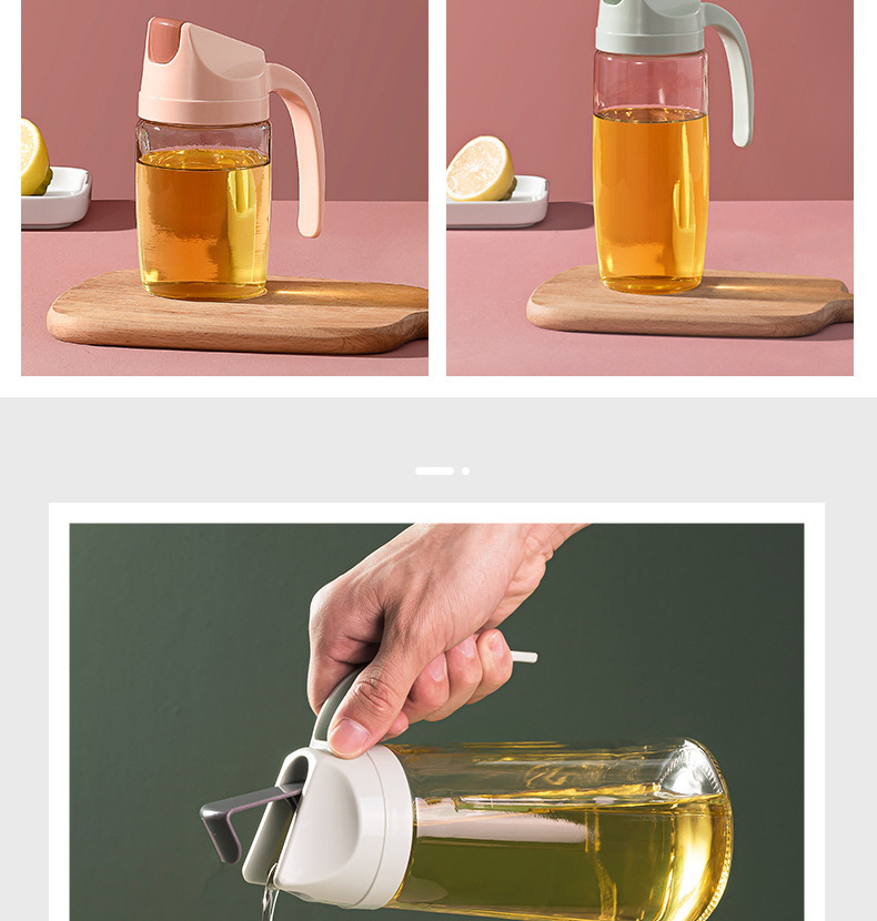 Oiler Kitchen Supplies Glass Oiler Automatic Lid-Opening Seasoning Bottle Household Leak-Proof Soy Sauce Bottle Oiler Wine Pot Vinegar Pot