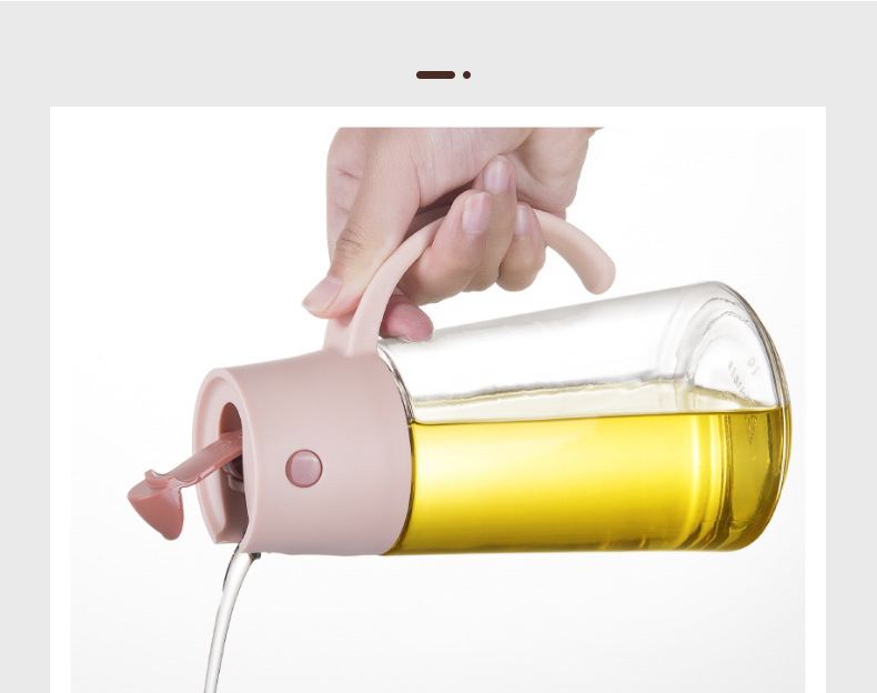 Oiler Kitchen Supplies Glass Oiler Automatic Lid-Opening Seasoning Bottle Household Leak-Proof Soy Sauce Bottle Oiler Wine Pot Vinegar Pot