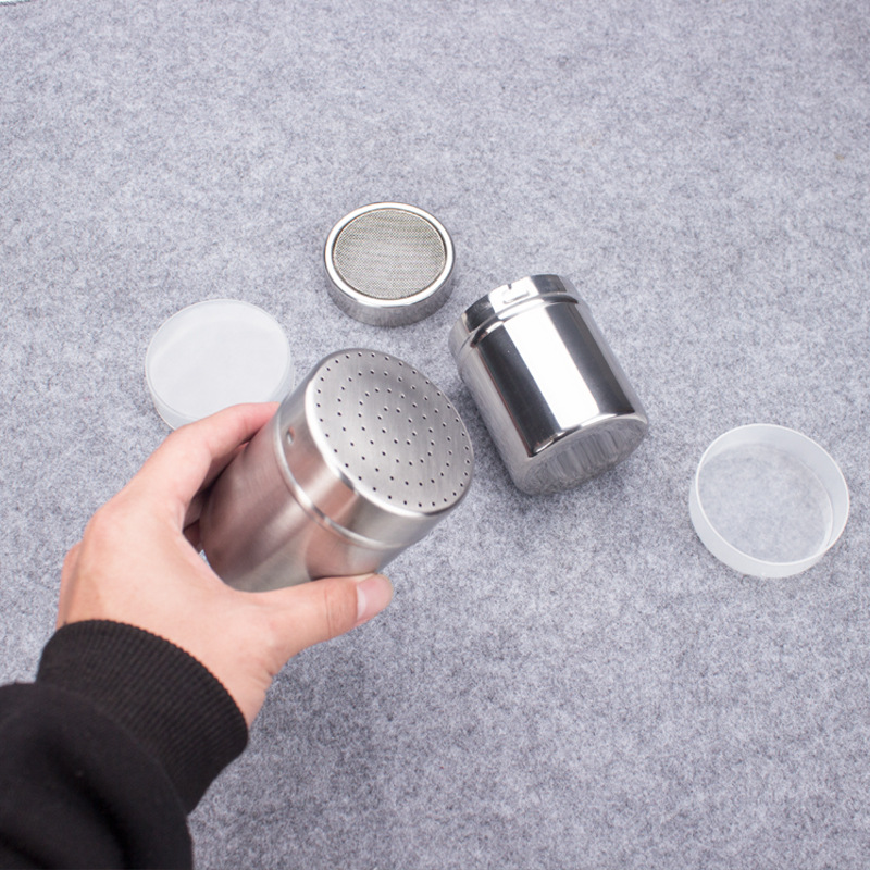 Seasoning Box 304 Stainless Steel Seasoning Pot Mesh Seasoning Jar with Lid Dusting Bottle Seasoning Bottle Pepper Powder Jar