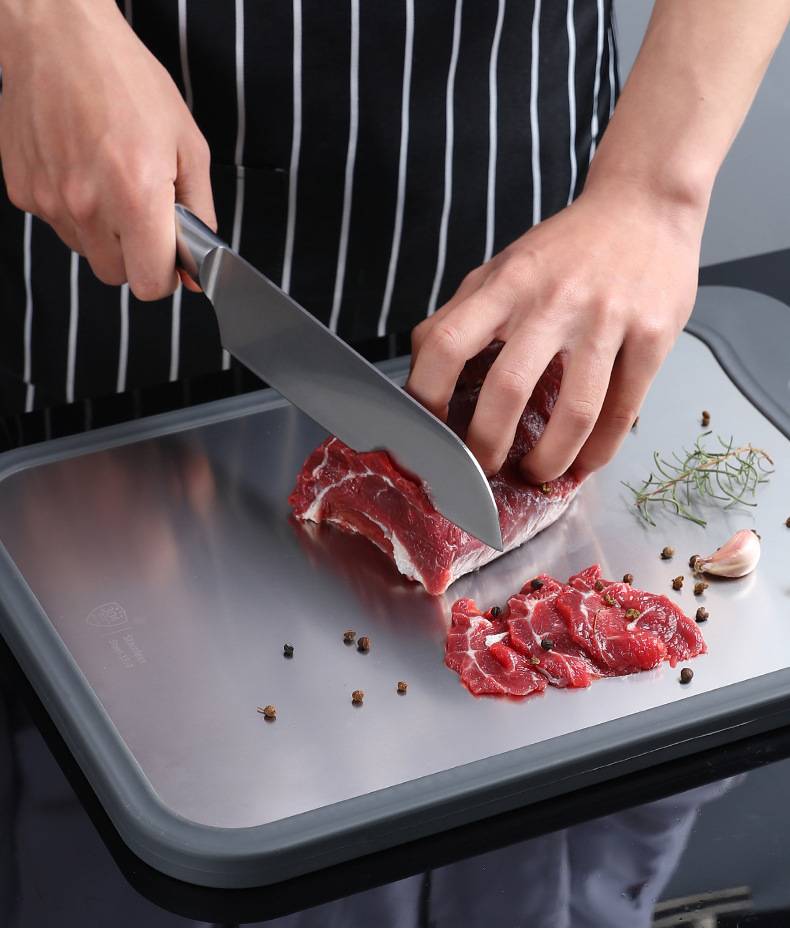 Resistant 304 Stainless Steel Vegetable Cutting Board Dough Board Dough Board Pp Plastic DoubleSided Chopping Board