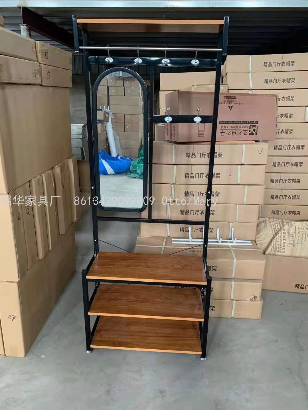 Living Room Rack Shoes and Hat Rack Hanger Shoe Rack Combination Hanger with Cosmetic Mirror Dressing Mirror WX-C07