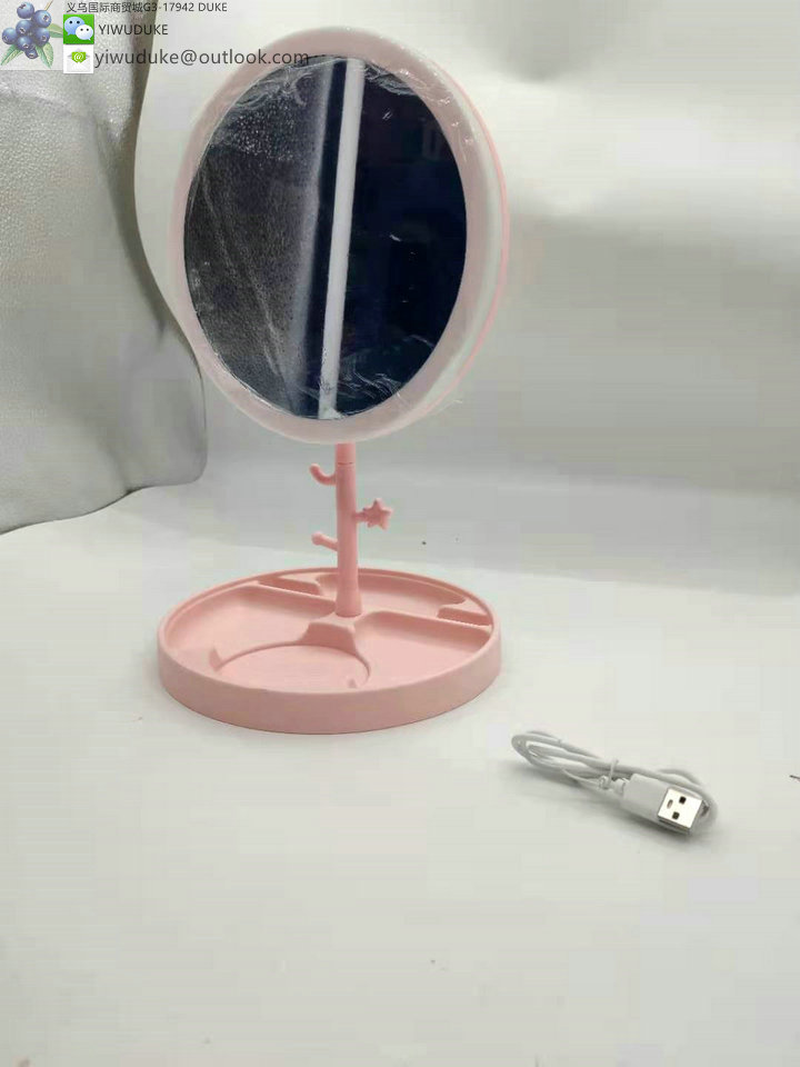  Mini Lighted Mirror Electrodeless Dimming USB Rechargeable Female Dressing Mirror Portable Led Make-up Mirror