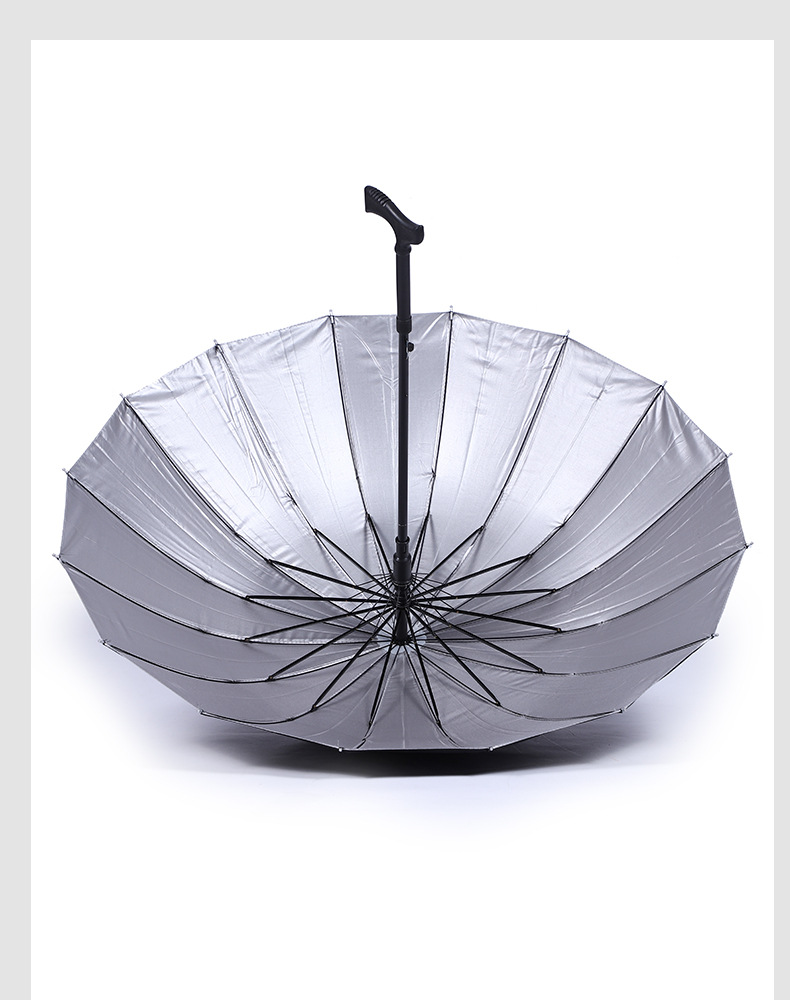 Umbrella 56cm16k Automatic Crutch Umbrella Black Silver Glue Umbrella for the Elderly Gift Umbrella Custom Logo Spot