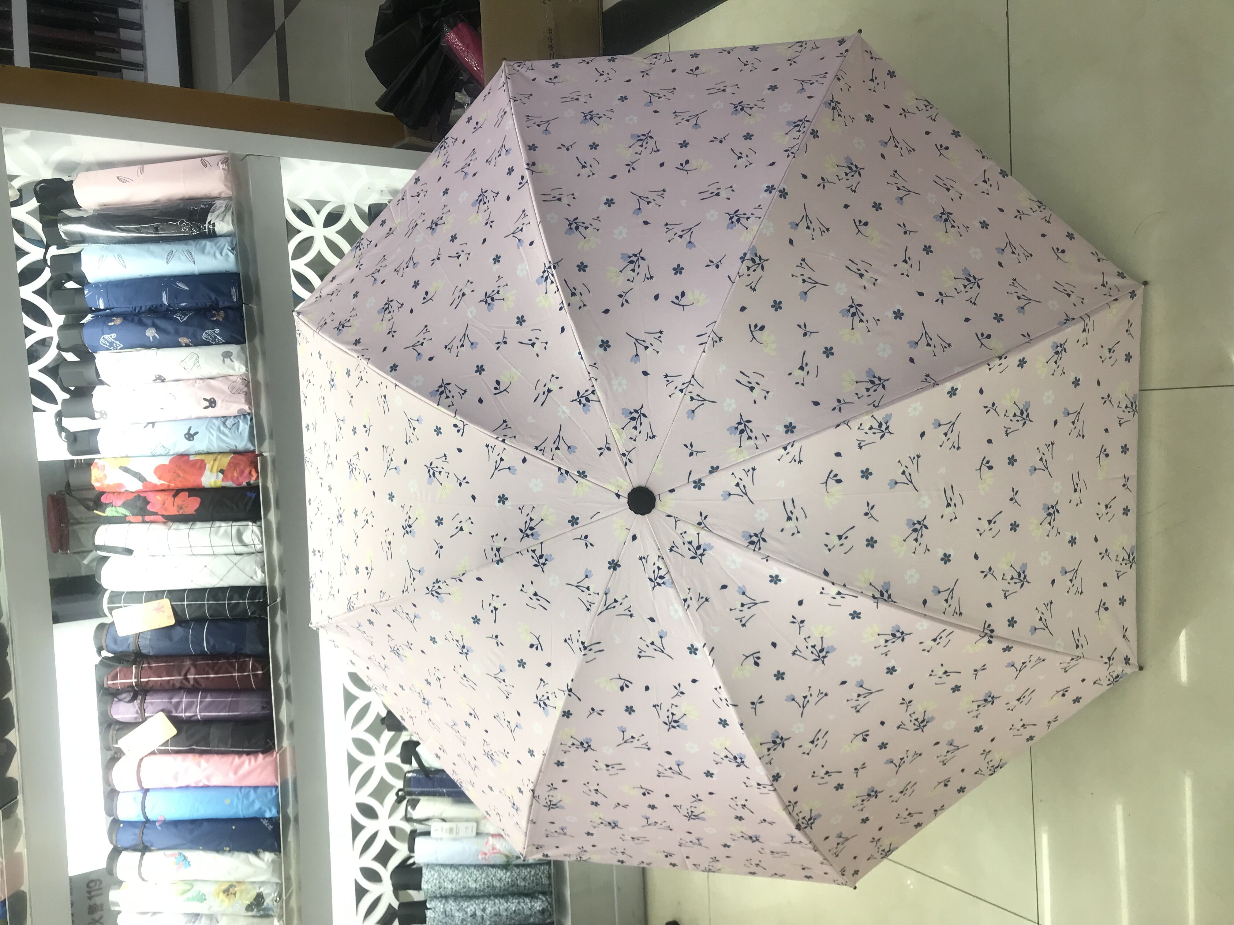 New Folding Umbrella Spot Sunny Umbrella Factory Shading Black Rubber Umbrella A6014