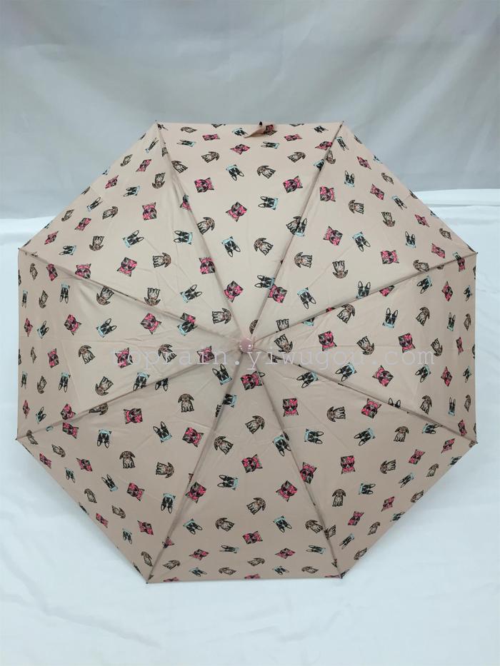 New Twelve Colors Mixed Dress Exotic Personality Three Fold Semi-automatic Umbrella