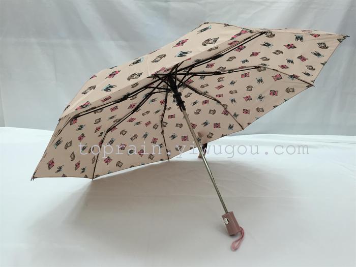 New Twelve Colors Mixed Dress Exotic Personality Three Fold Semi-automatic Umbrella